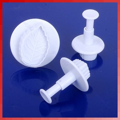 3 Pcs Rose Leaf Plunger Cutter Mold Fondant Cake Decorating Kitchen Tool