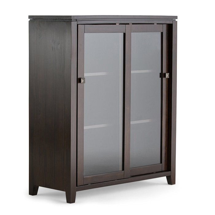 Simpli Home Cosmopolitan Medium Storage Cabinet, Coffee Brown