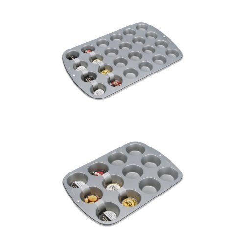 Two-Wilton Recipe Right 12 Cup Regular Muffin Pans and One- 24 Cup Mini Muffin Pan (Set of 3)