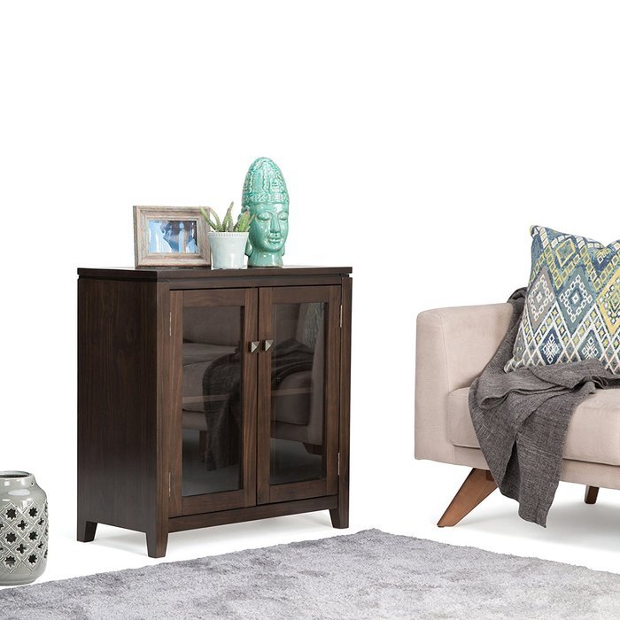 Simpli Home Cosmopolitan Medium Storage Cabinet, Coffee Brown N3