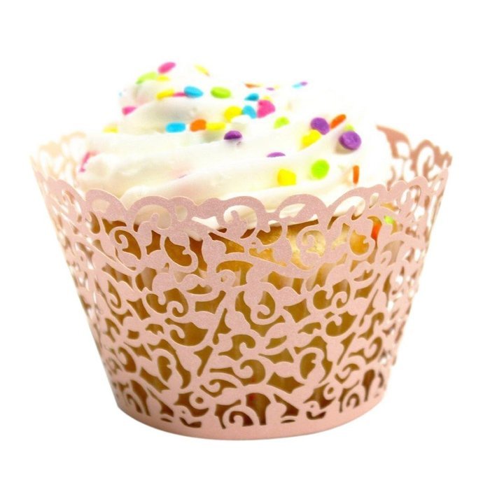 DDLBiz Little Vine Lace Laser Cut Cupcake Wrapper Liner Baking Cup Muffin(Packing of 24 pcs) (Black) N4