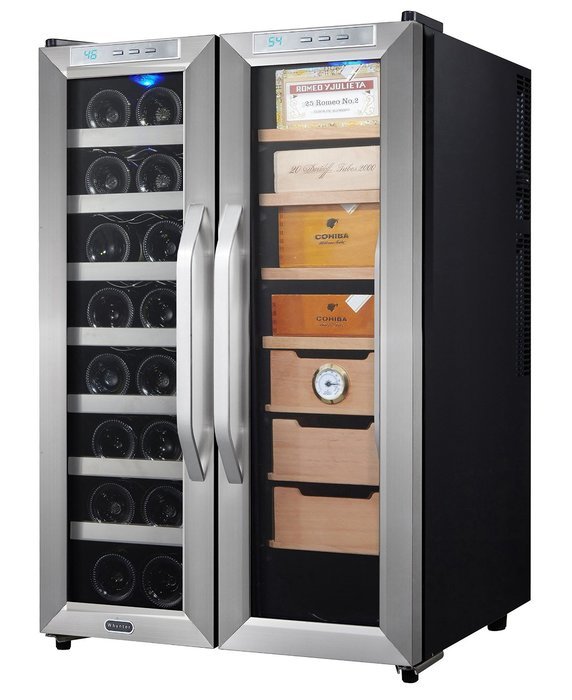 Whynter CWC-351DD Freestanding Wine Cooler and Cigar Humidor Center, 3.6 cu. ft., Stainless Steel/Black