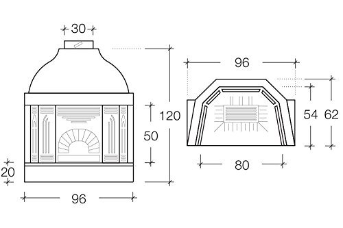 Masonry Wood Burning Cast Iron Fireplace "Ghisafort Centone"
