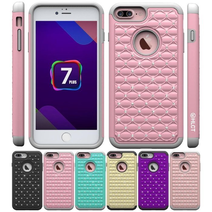 iPhone 7 Plus Case, [5.5 Inch] by HLCT, Soft Interior Silicone Bumper & Hard Shell Solid PC Back, Shock-Absorption... N28