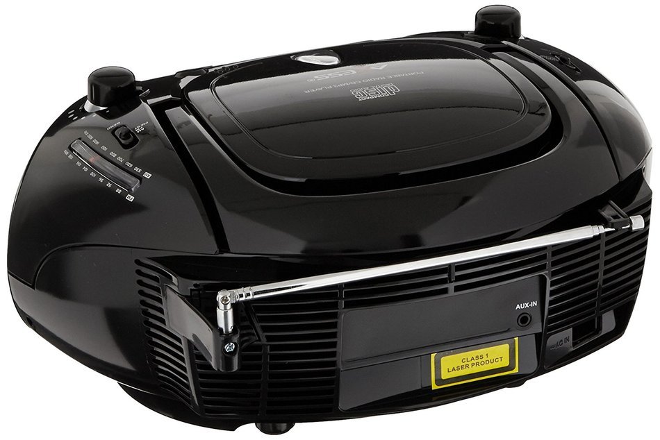 Axess PB2703-RD Portable MP3/CD Boombox with AM/FM Stereo, USB, SD, MMC and AUX Inputs (Red) N6