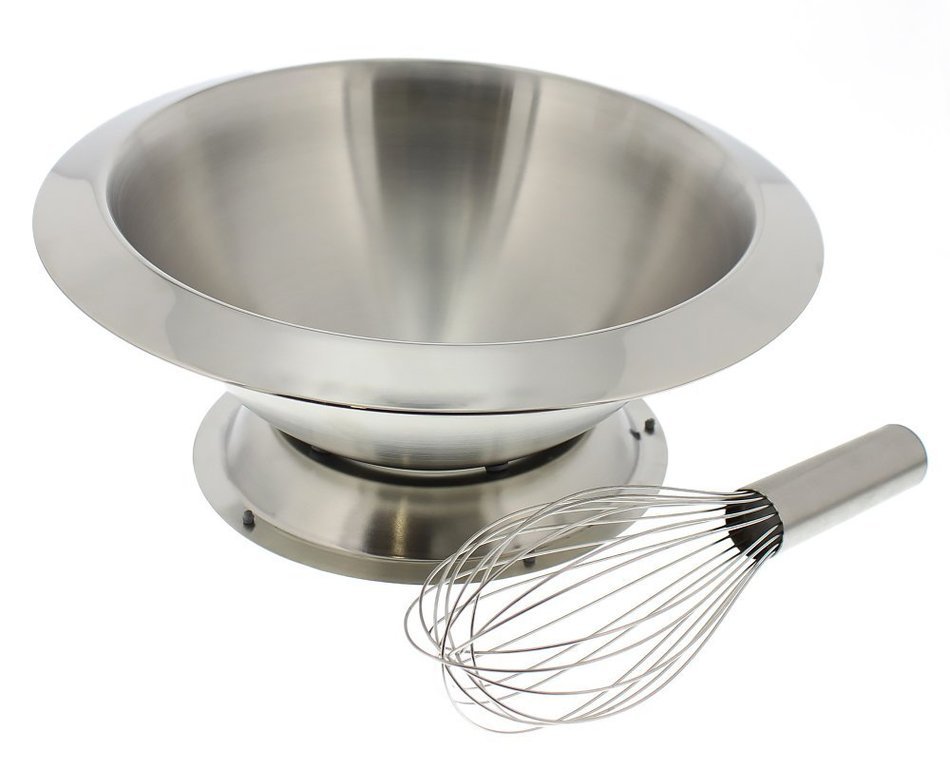 Stainless Steel Whisk Bowl with Stand and Whisk - Cooking Baking Mixing - Silver