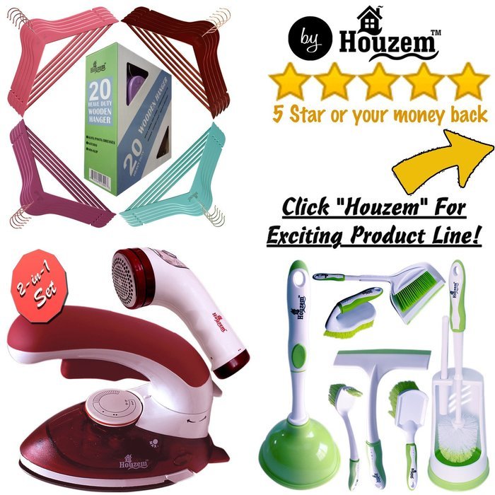 Travel Steam Iron & Fabric Shaver Set by Houzem&trade; Compact, Lightweight Design &ndash; Stainless Steel, Non-Stick, Anti-Drip... N3