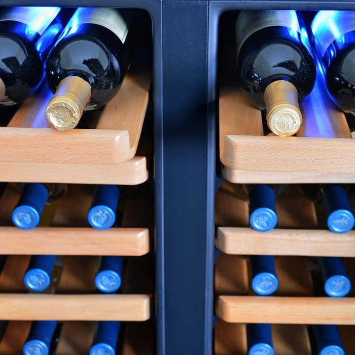 NewAir AW-321ED 32 Bottle Dual Zone Thermoelectric Wine Cooler, Stainless Steel & Black N6