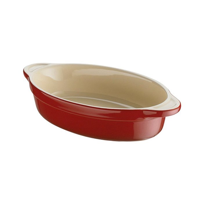 Denby Oven to Table 10-Inch Oval Casserole, 1.6-Liter, Red