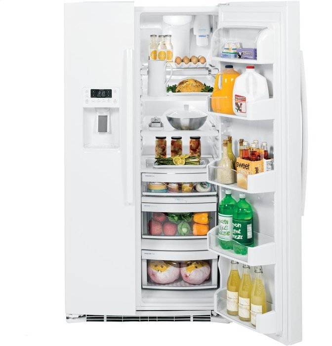 GE Profile PSE25KGHWW 36" Side-by-Side Refrigerator with 25.4 cu. ft. Capacity in White