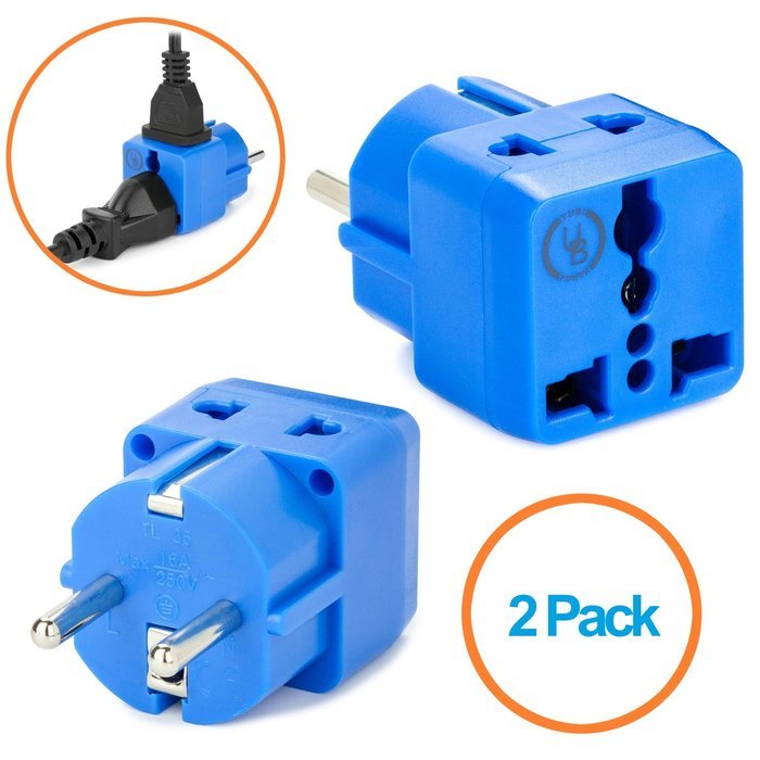 Yubi Power 2 in 1 Universal Travel Adapter with 2 Universal Outlets - Built in Surge Protector - 2 Pack - Purple... N19