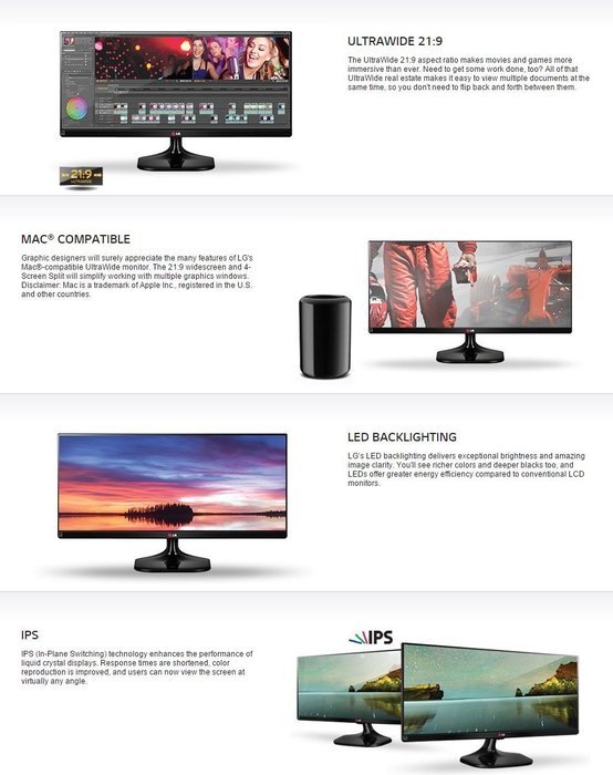 LG 29UM55 29" Cineview LED Monitor AH-IPS 2HDMI WFHD 2560x1080 PBP N2