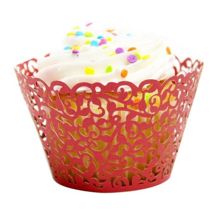 DDLBiz Little Vine Lace Laser Cut Cupcake Wrapper Liner Baking Cup Muffin(Packing of 24 pcs) (Black) N5