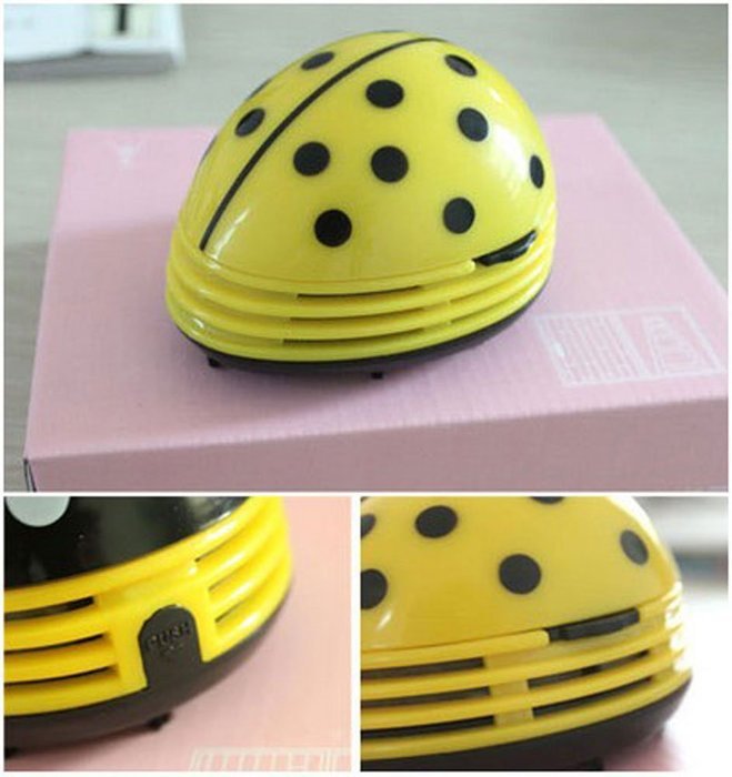 niceeshop(TM) Mini Table Dust Vaccum Cleaner Red Beetles Prints Design N8