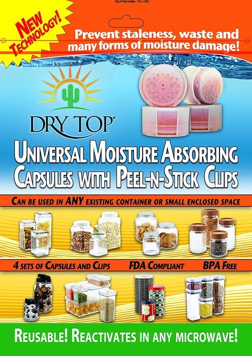 DRY TOP Clips/Capsules - Reusable - Moisture Absorbing Dehumidifier N2