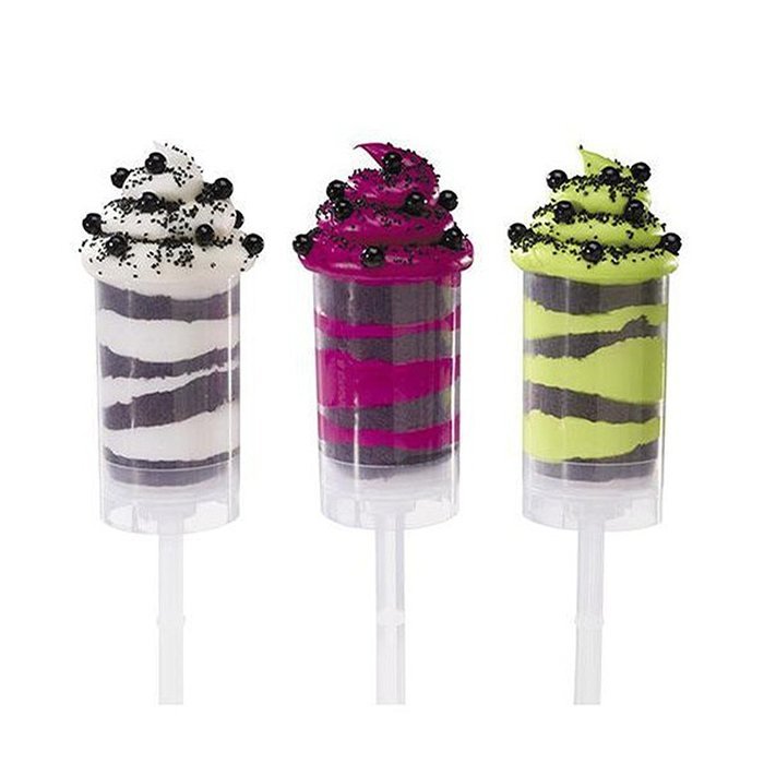 Plastic Cake Push Up Pop Tube Molds Tools with Lids (Round Molds, Set of 25) N3