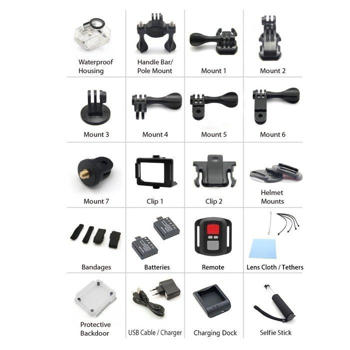 EKEN H8R Wifi Waterproof Sports Action Camera 4K30fps Dual Screen Sony Sensor with 2 Batteries + 2.4G Remote +... N3