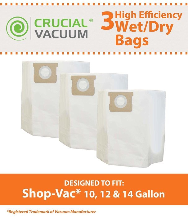 3PK Shop Vac 10 Gallon, 12 Gallon & 14 Gallon Bags; Fits ShopVac 10 Gallon, 12 Gallon & 14 Gallon Wet/Dry Vacuums...