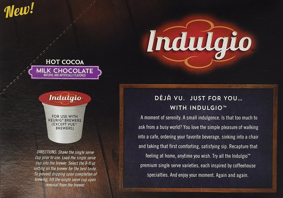 Indulgio Milk Chocolate Cocoa Single Serve for Keurig K-Cup Brewers, 24 Count