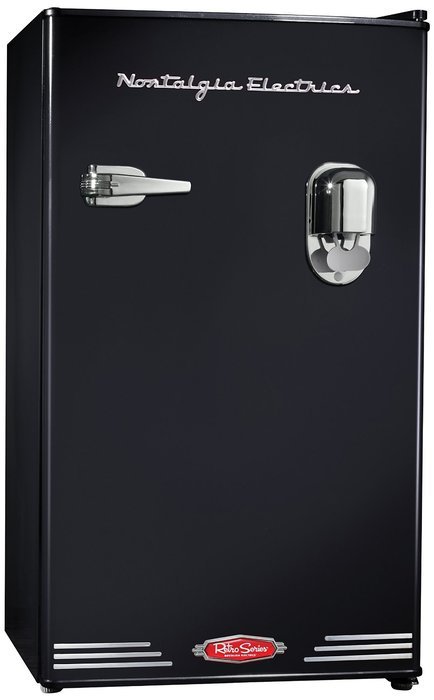 Nostalgia Electrics RRF300DNCBLK 3.0 Retro Series 3.0-Cubic Foot Compact Refrigerator with Exterior Beverage Dispenser...