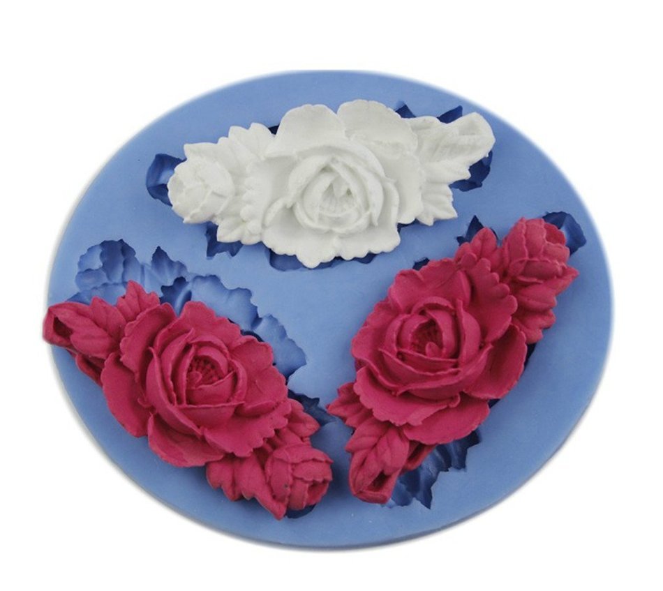 SHINA Three 6.6cm Fondant Flower Chocolate Cake Decoration Silicone Soap Mold Tool DIY