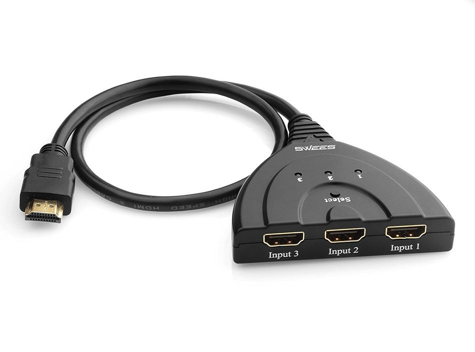 HDMI Switch, Swees 3 Port HDMI Switcher 3D Ready / Full HD 1080p - flexible 3 port switch | 3 x IN / 1 x OUT |... N3
