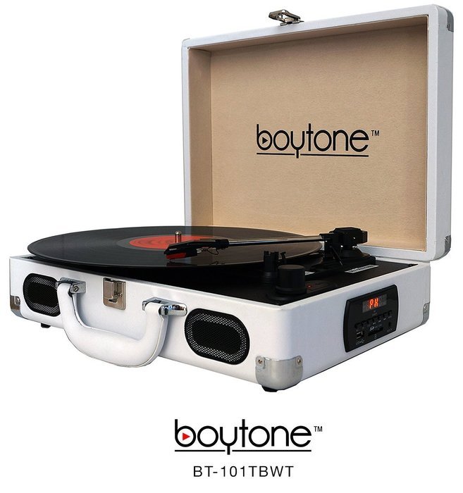 Boytone BT-101TBWT 5 in 1 Briefcase Record Player AC-DC Built in Rechargeable Battery, With 2 Stereo Speakers... N2