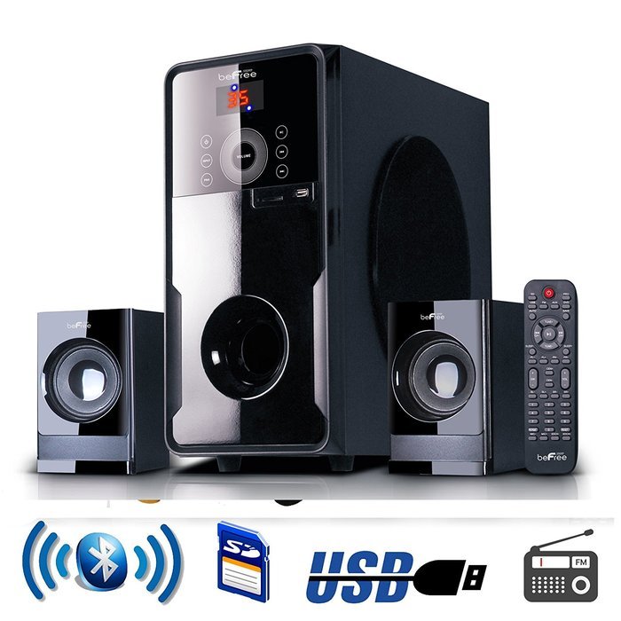 beFree Sound 2.1 Bluetooth Speaker System for any PC or Home Entertainment with FM Radio, SD and full function...