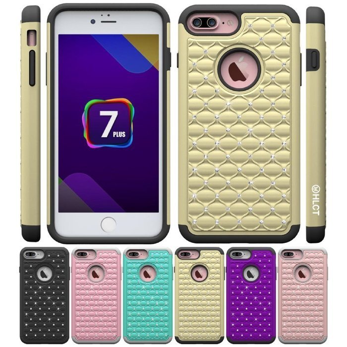 iPhone 7 Plus Case, [5.5 Inch] by HLCT, Soft Interior Silicone Bumper & Hard Shell Solid PC Back, Shock-Absorption... N31
