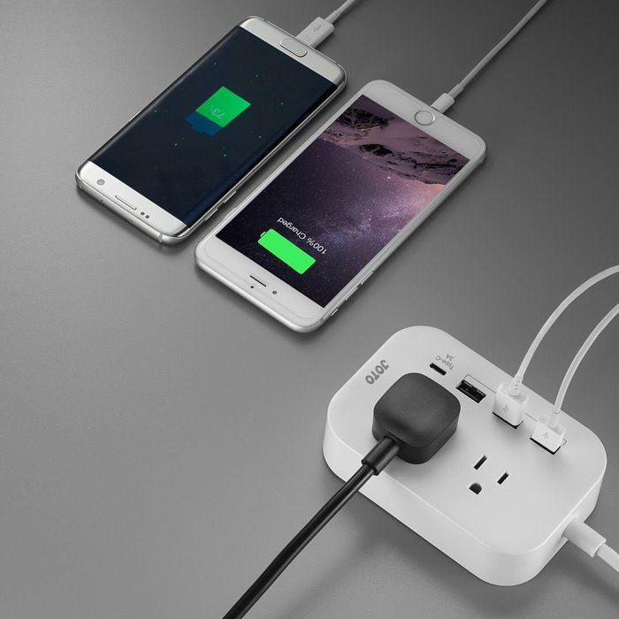 JOTO 2 Outlet Surge Protector Power Strip with USB Smart Charger (4 Port,5V 7.4A),with Type C Charging Port, 6.6ft... N2