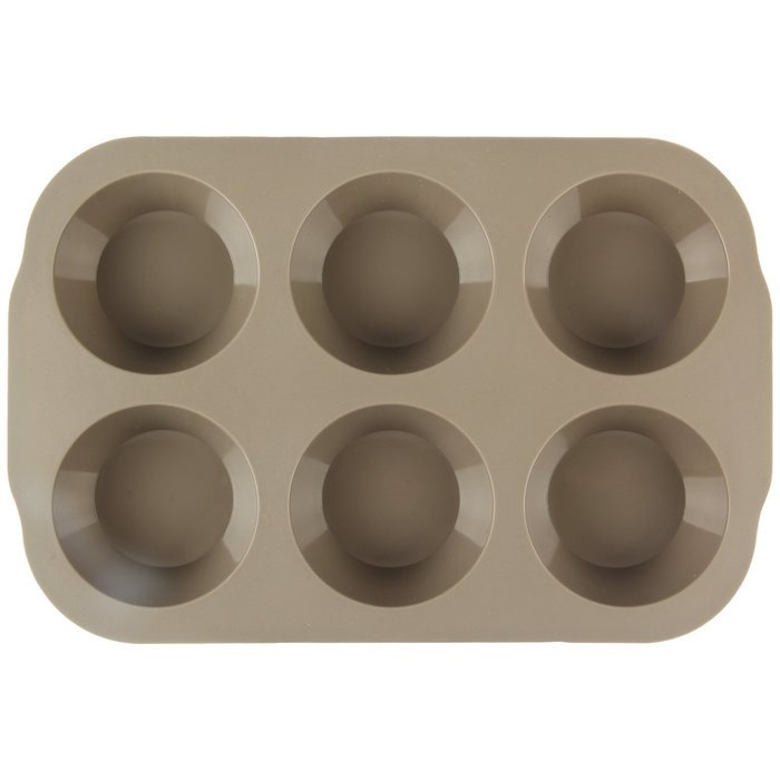 Yilove 6 Cup Silicone Muffin Pan,Set of 2 (Coffee brown and Lemon green) N7