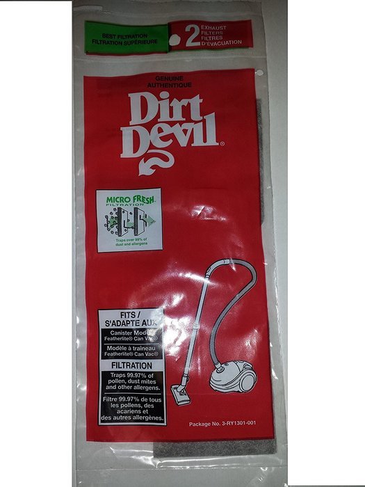 Dirt Devil Featherlite Can Vac Filters (2pk)