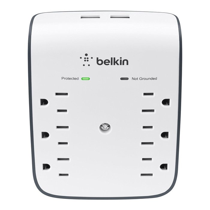 Belkin SurgePlus 6-Outlet Wall Mount Surge Protector with Dual USB Charging Ports (2.1 AMP / 10 Watt), BSV602tt N14