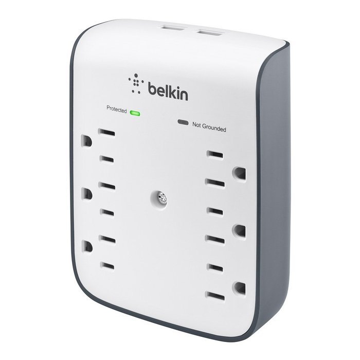 Belkin SurgePlus 6-Outlet Wall Mount Surge Protector with Dual USB Charging Ports (2.1 AMP / 10 Watt), BSV602tt N15