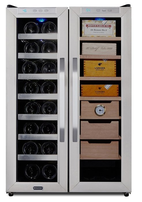 Whynter CWC-351DD Freestanding Wine Cooler and Cigar Humidor Center, 3.6 cu. ft., Stainless Steel/Black N2