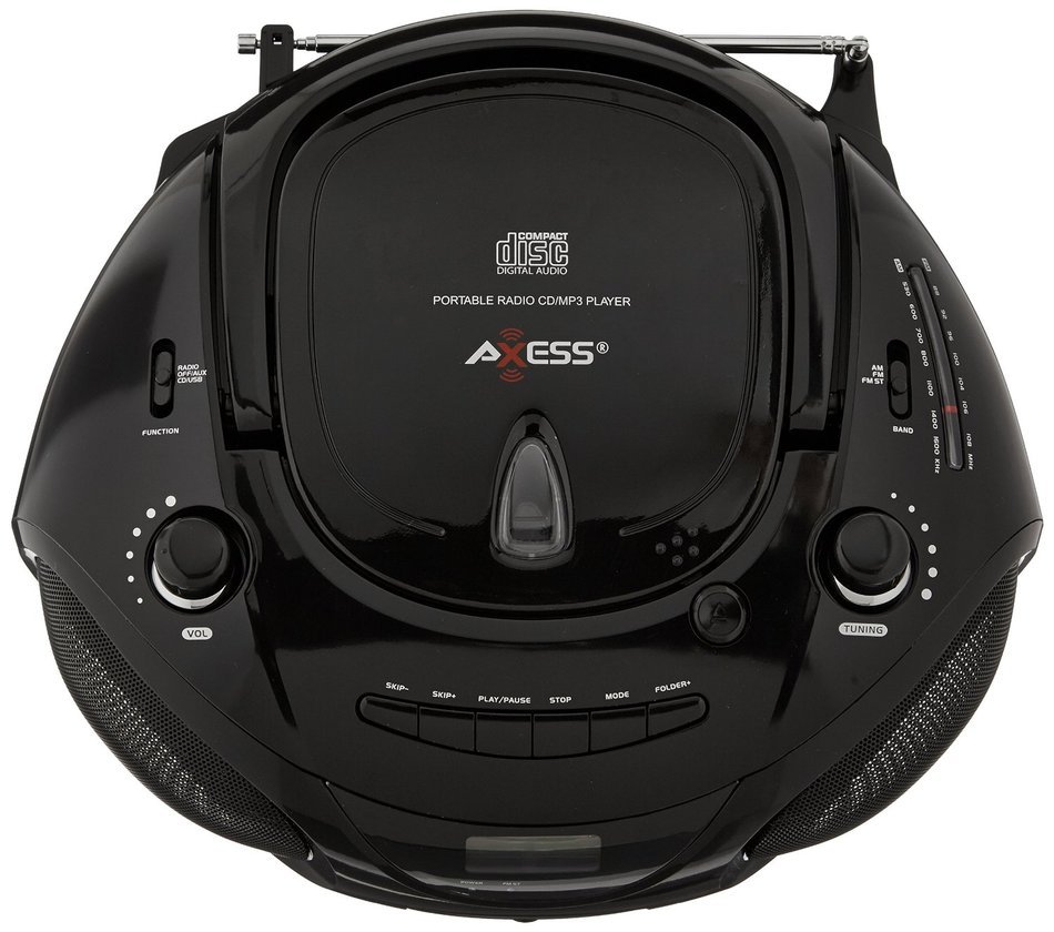 Axess PB2703-RD Portable MP3/CD Boombox with AM/FM Stereo, USB, SD, MMC and AUX Inputs (Red) N7