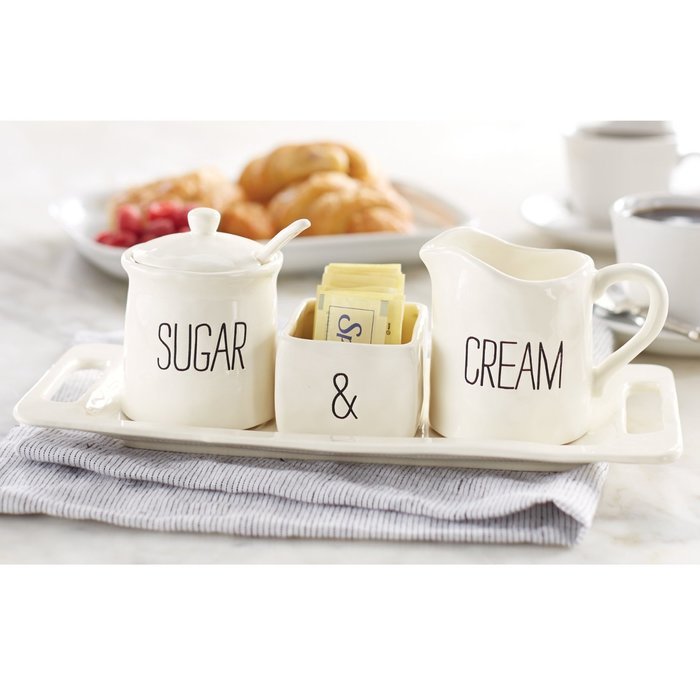 Mud Pie Bistro Cream & Sugar Set, White N4