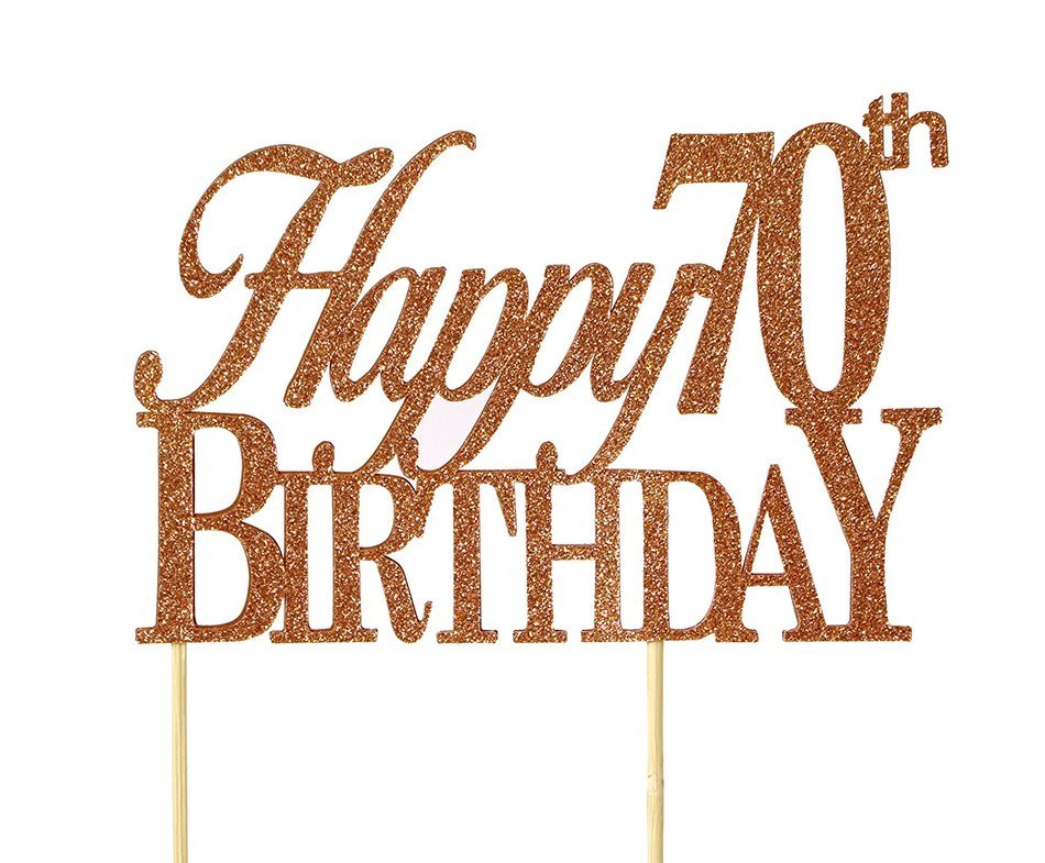 All About Details Copper Happy-70th-birthday Cake Topper N3