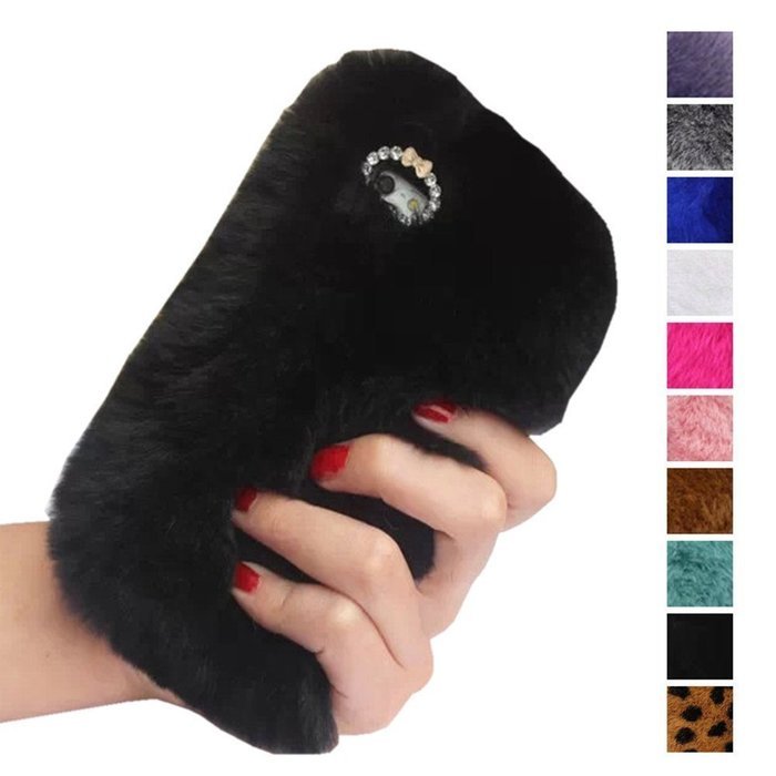 iPhone 7 Plus Case,Inspirationc Luxury Stylish Bling Fluffy Cover Plush Rabbit Hair Fur Cases Decorative Handmade... N3