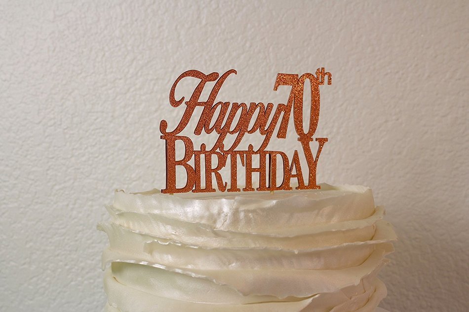 All About Details Copper Happy-70th-birthday Cake Topper N4