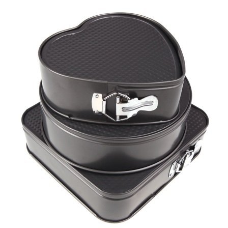 3 Springform Cake Pan Baking Bake Tray Tins Heart Square Round N4