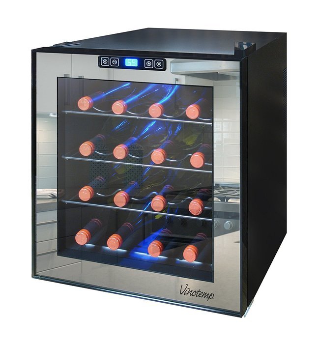 Vinotemp VNTVT-28TSBM 28-Bottle Mirrored Thermoelectric Wine Cooler N9