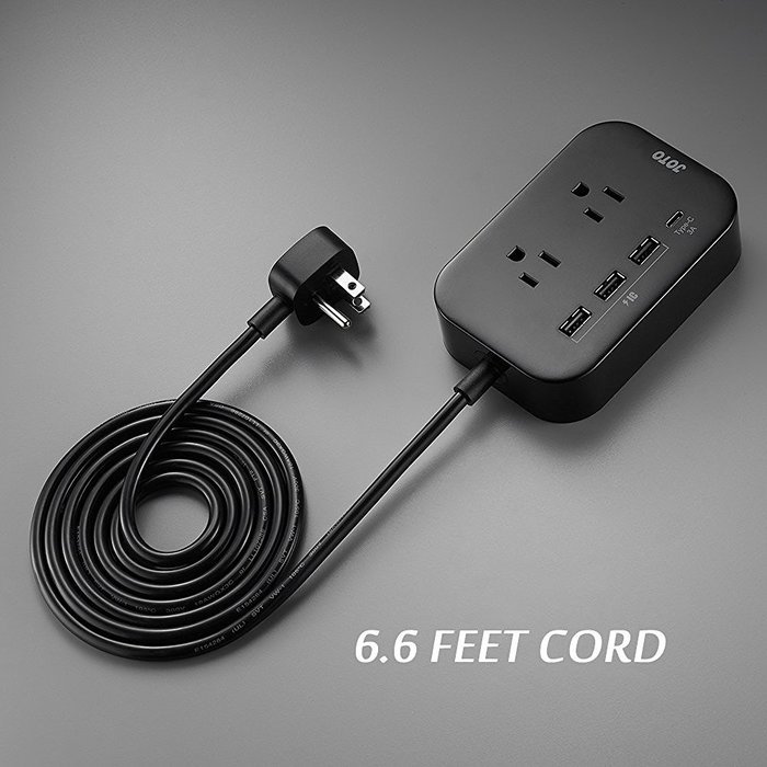 JOTO 2 Outlet Surge Protector Power Strip with USB Smart Charger (4 Port,5V 7.4A),with Type C Charging Port, 6.6ft... N3