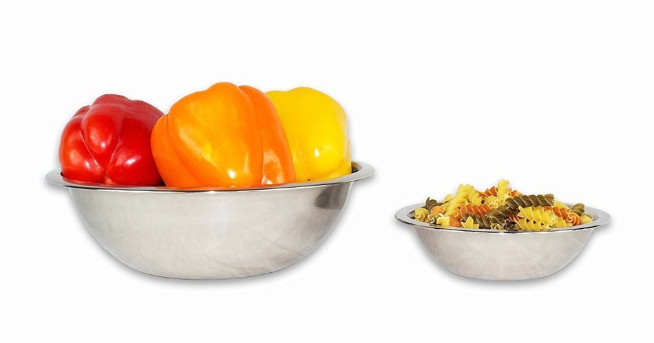 Winco Set of 6 Mixing Bowls, 0.75, 1.5, 3, 4, 5, and 8 Quart. Stainless Steel with Mirror Finish. (Set of 6) N2