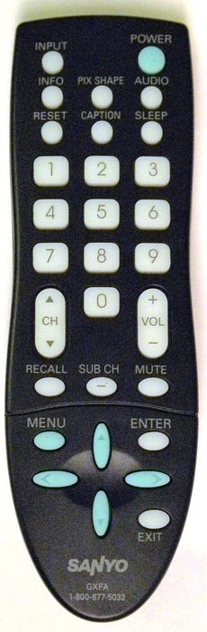Sanyo LCD TV Remote Control GXFA GXCC Supplied with models: DP19648 DP19649 DP26640 DP26649 Also compatible with...