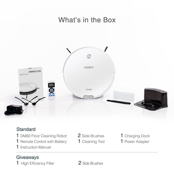 ECOVACS Robotic Vacuum Cleaner for Carpets and Floors - Automatic Robot Cleaning, DEEBOT M82, + Extra Accessory...