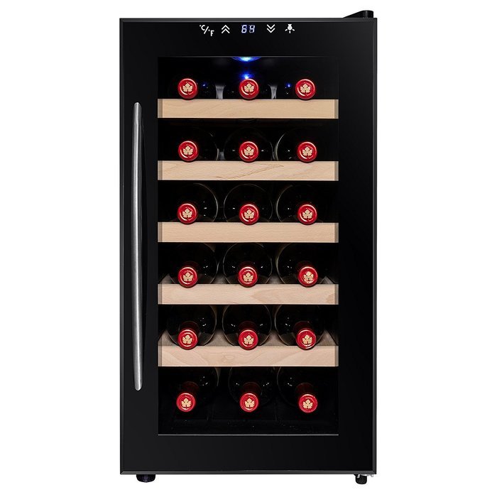 AKDY&reg; 18 Bottles Freestanding Single Zone Thermoelectric Wood Shelf Wine Cooler Chiller Refrigerator N3