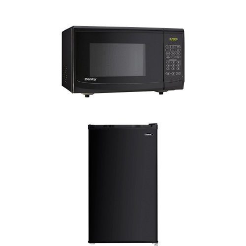 Danby 0.7 cu. ft. Microwave Oven, Black and Danby Compact Refrigerator, 3.2 Cubic Feet, Black
