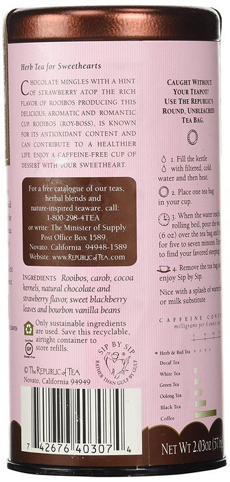The Republic of Tea, Strawberry Chocolate Tea, 36-Count