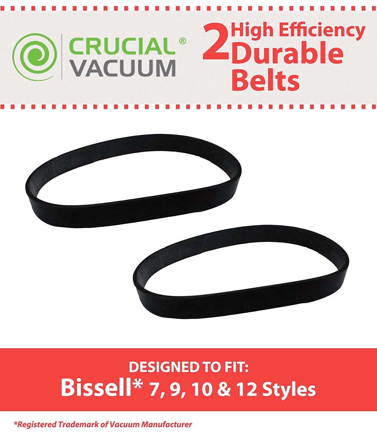 Bissell Style 7 9 10 12 Vacuum Cleaner Belts Style 7/9/10/12 Pack of 2